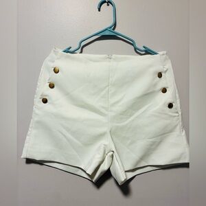 Women's White Button-Detail Shorts